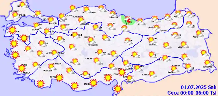 Çarşamba Günü Gece hava durumu