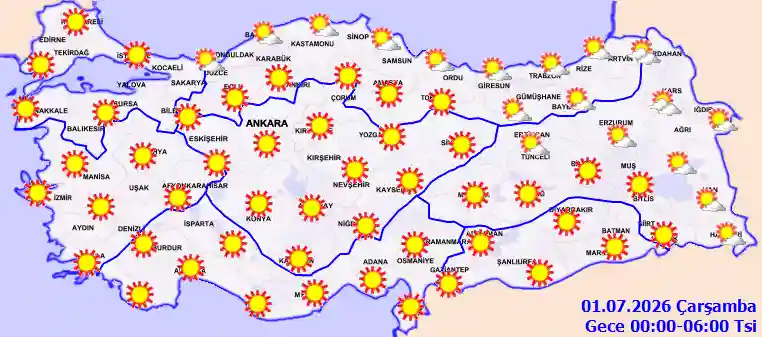 Çarşamba Günü Gece hava durumu