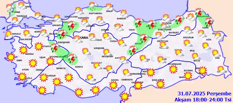 Cumartesi Günü Akşam hava durumu
