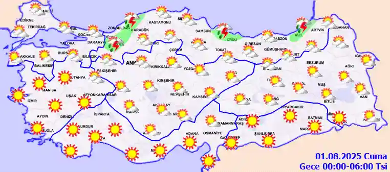 Cumartesi Günü Gece hava durumu