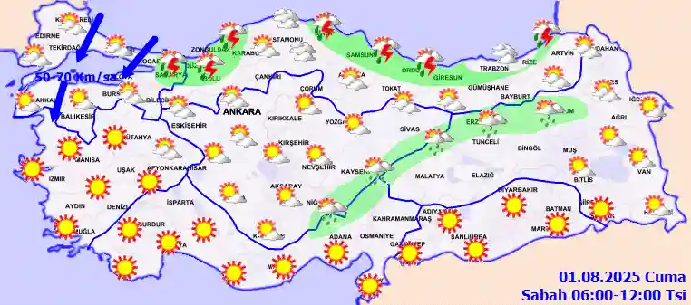 Cumartesi Günü Sabah hava durumu