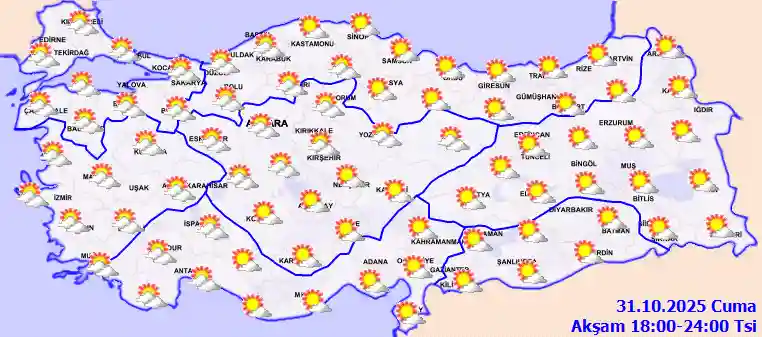 Pazar Günü Akşam hava durumu
