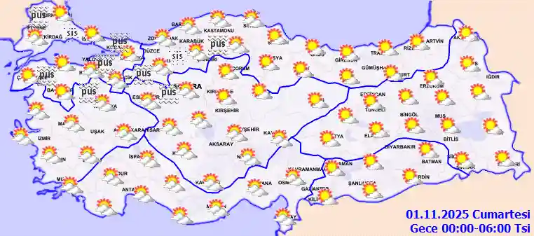 Pazar Günü Gece hava durumu