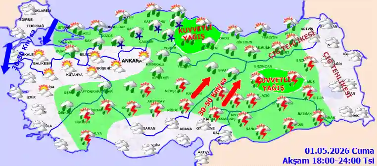 Cumartesi Günü Akşam hava durumu