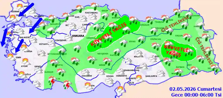 Cumartesi Günü Gece hava durumu