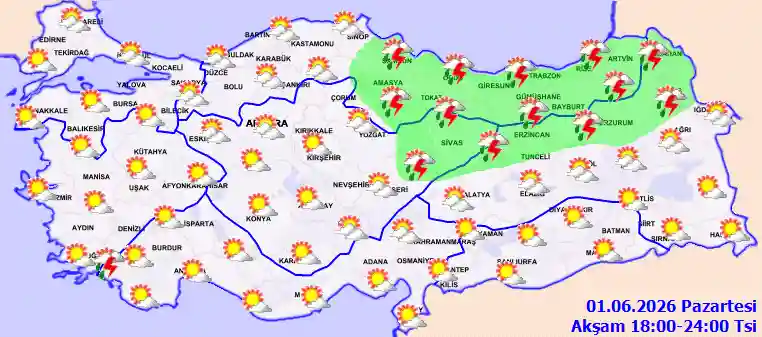 Salı Günü Akşam hava durumu