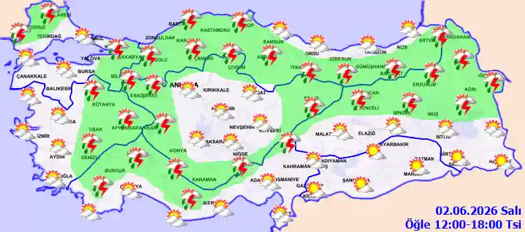 Hava durumu 2 Haziran 2026 Salı günü hava nasıl olacak? Hava durumu 2 Haziran 2026 Salı günü hava nasıl olacak?
