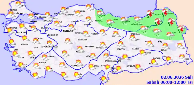 Salı Günü Sabah hava durumu