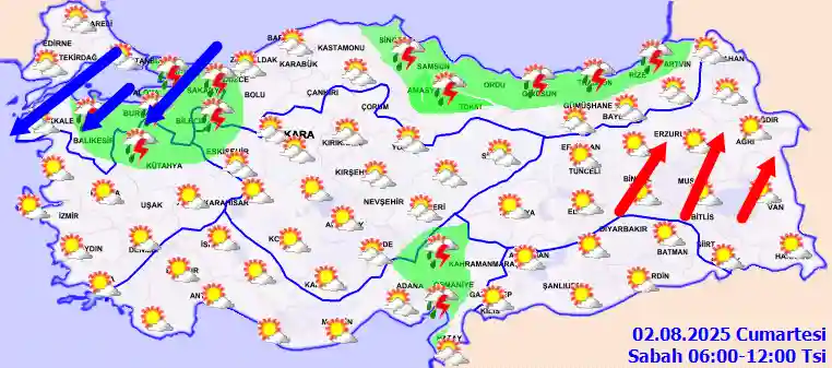 Pazar Günü Sabah hava durumu