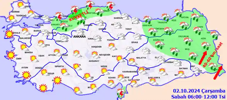 Perşembe Günü Sabah hava durumu