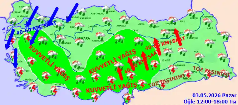 Hava durumu 3 Mayıs 2026 Pazar günü hava nasıl olacak?