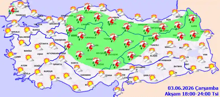 Perşembe Günü Akşam hava durumu