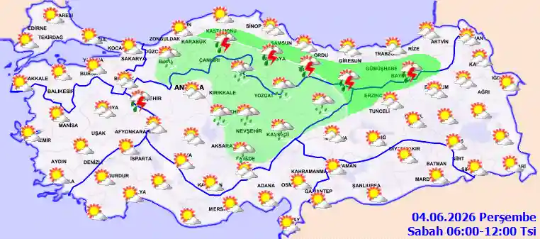 Perşembe Günü Sabah hava durumu