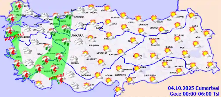 Pazar Günü Gece hava durumu
