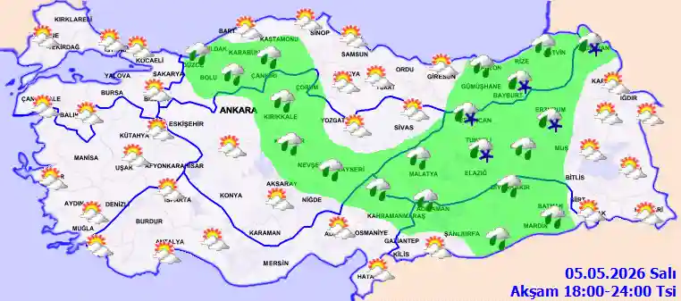 Salı Günü Akşam hava durumu