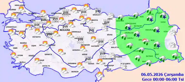Salı Günü Gece hava durumu