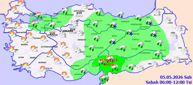 Salı Günü Sabah hava durumu