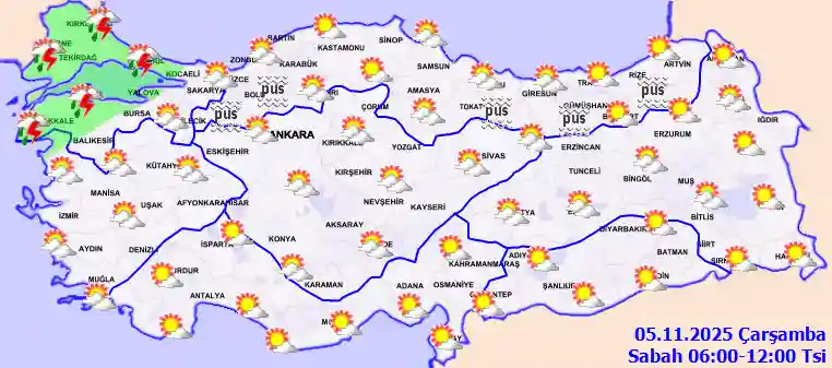 Morgenwettervorhersage für Donnerstag