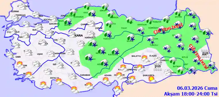 Cumartesi Günü Akşam hava durumu