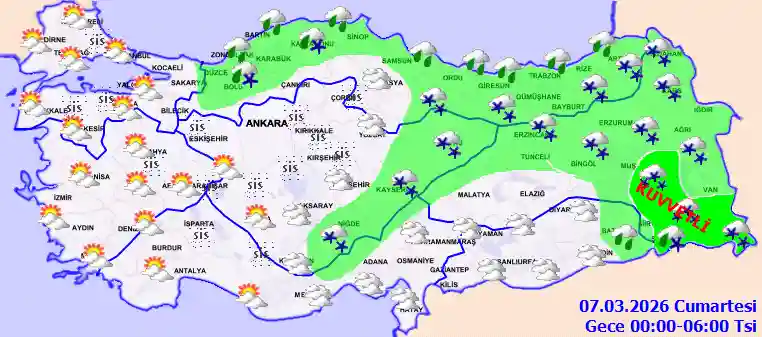 Cumartesi Günü Gece hava durumu