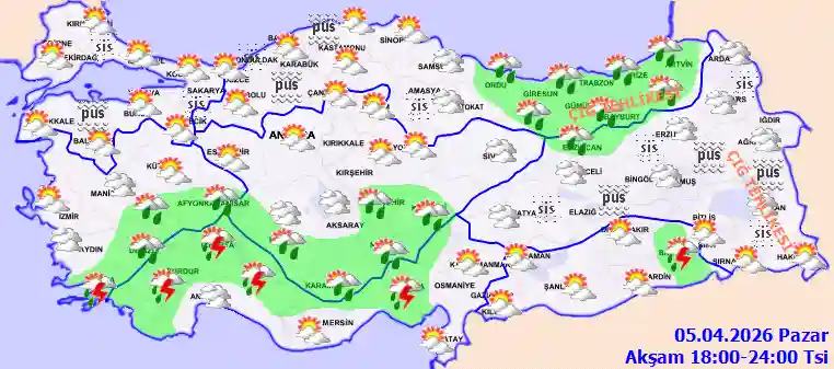 Pazartesi Günü Akşam hava durumu