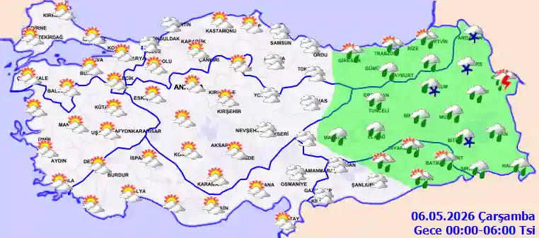 Çarşamba Günü Gece hava durumu