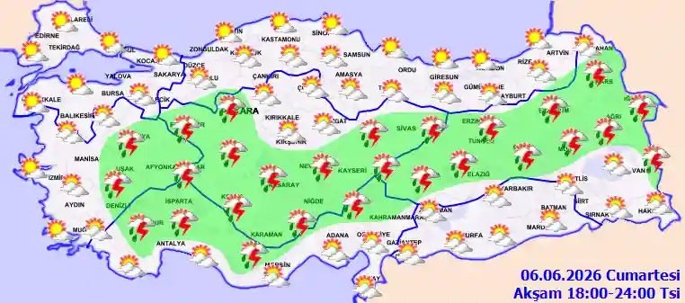 Cumartesi Günü Akşam hava durumu