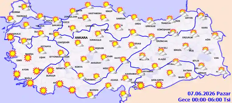 Cumartesi Günü Gece hava durumu