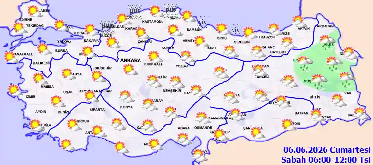 Cumartesi Günü Sabah hava durumu