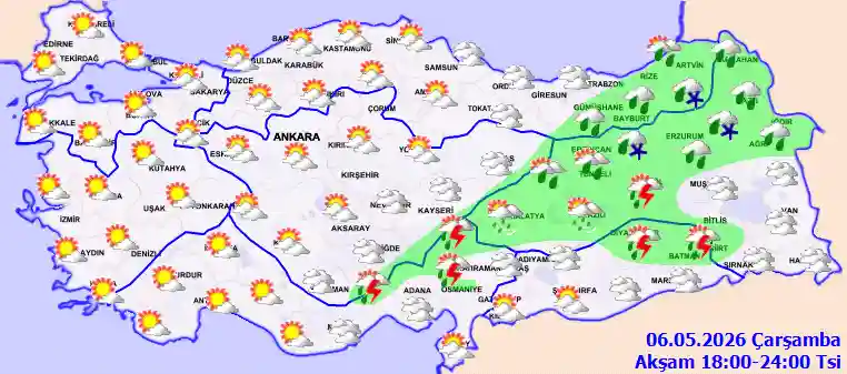 Perşembe Günü Akşam hava durumu