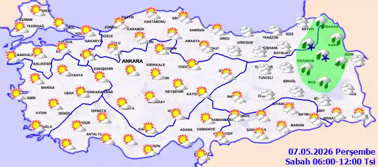 Perşembe Günü Sabah hava durumu