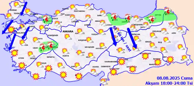Cumartesi Günü Akşam hava durumu