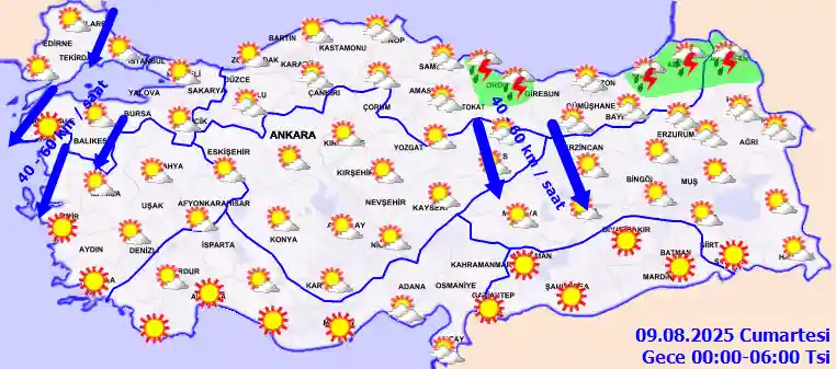 Cumartesi Günü Gece hava durumu