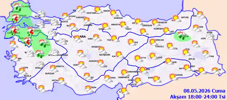 Cumartesi Günü Akşam hava durumu