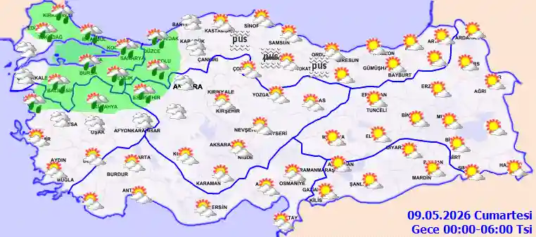 Cumartesi Günü Gece hava durumu