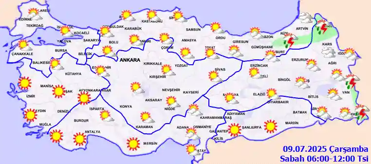 Perşembe Günü Sabah hava durumu