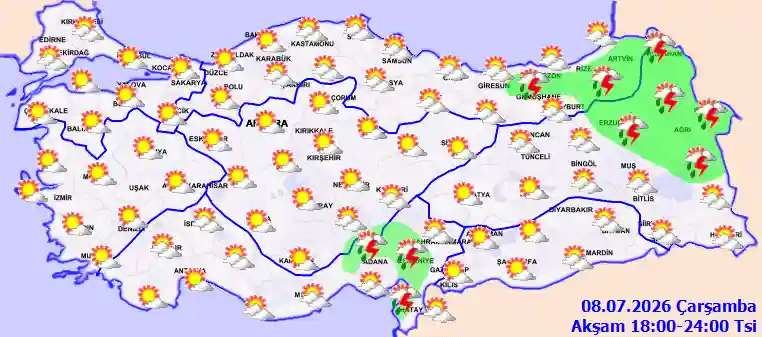 Perşembe Günü Akşam hava durumu