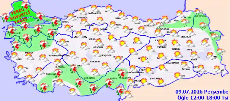 Hava durumu 9 Temmuz 2026 Perşembe günü hava nasıl olacak?