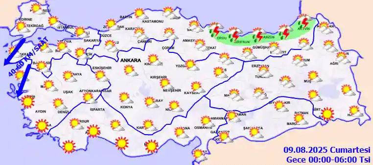 Pazar Günü Gece hava durumu