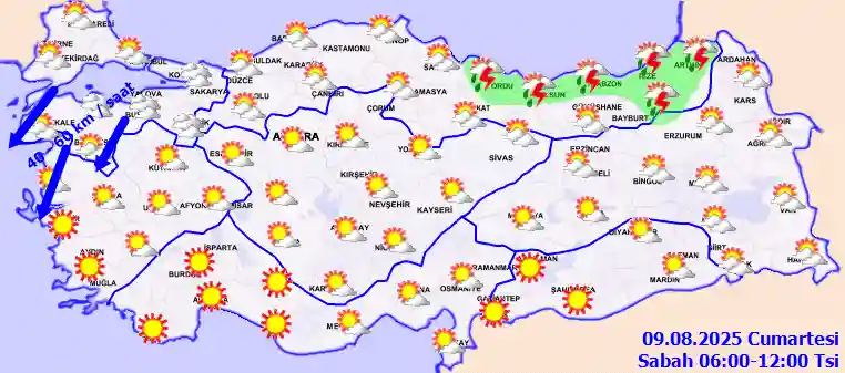Pazar Günü Sabah hava durumu