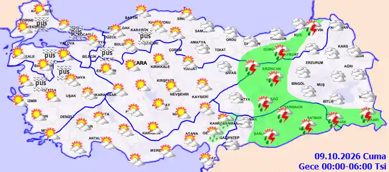 Cuma Günü Gece hava durumu