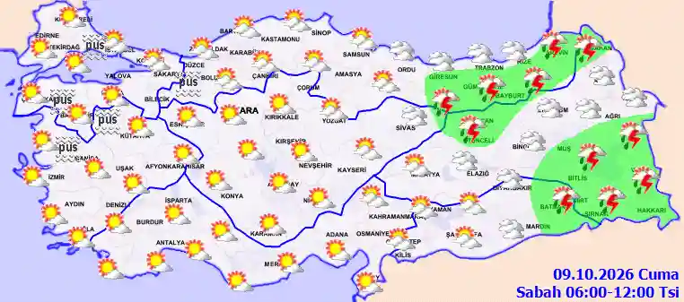 Cuma Günü Sabah hava durumu