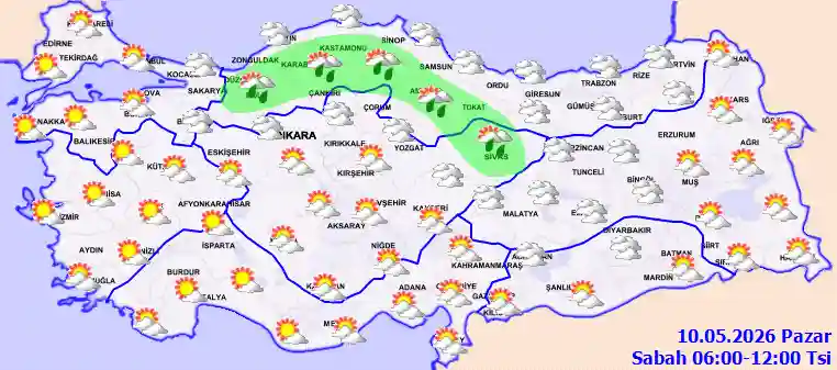 Pazar Günü Sabah hava durumu