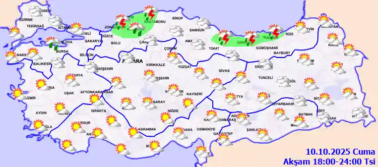Cumartesi Günü Akşam hava durumu
