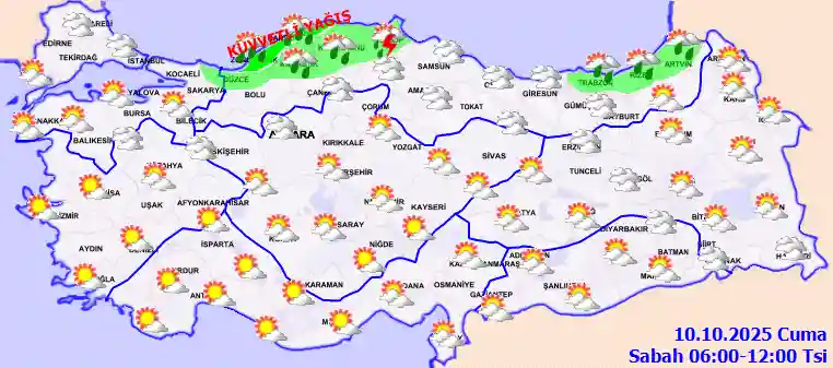Cumartesi Günü Sabah hava durumu
