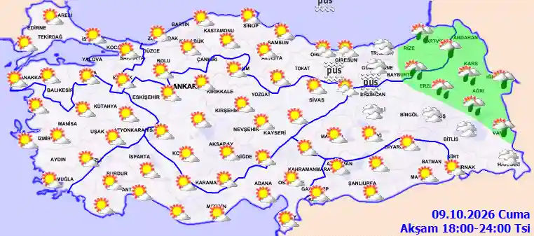 Cumartesi Günü Akşam hava durumu
