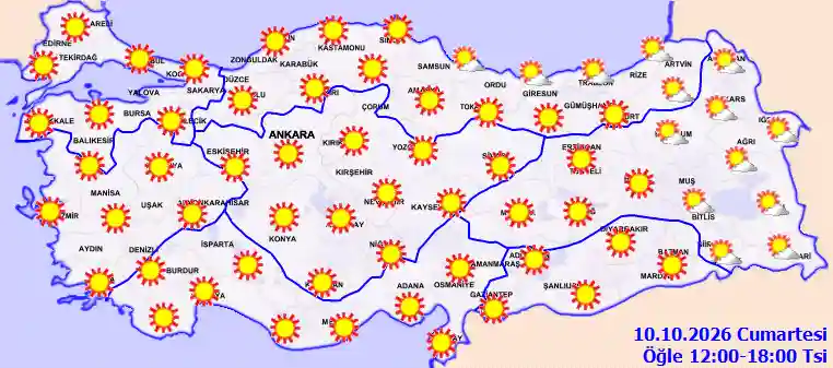 Hava durumu 10 Ekim 2026 Cumartesi günü hava nasıl olacak?