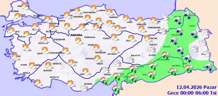 Cumartesi Günü Gece hava durumu