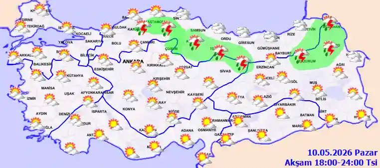 Pazartesi Günü Akşam hava durumu