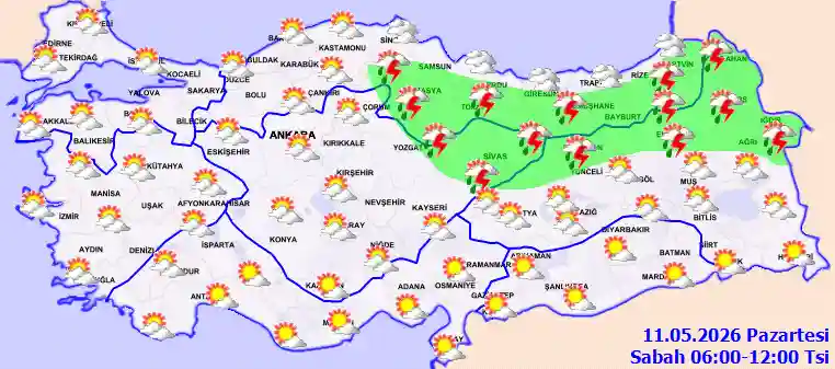 Pazartesi Günü Sabah hava durumu